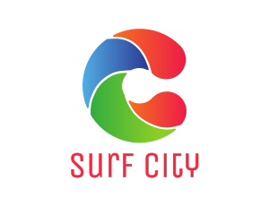 Colorful Wave C logo design