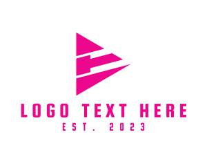 Pink Triangle - Play Button Letter E logo design