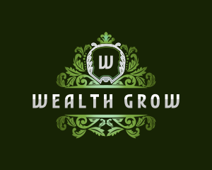 Elegant Crown Leaves logo design