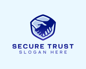 Trust - Handshake Deal Shield logo design