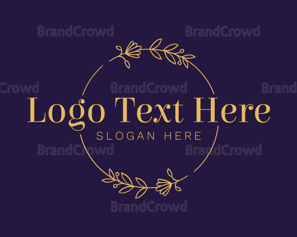 Golden Floral Wreath Logo