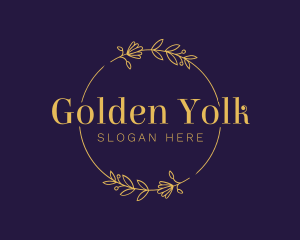 Golden Floral Wreath logo design