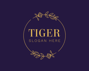 Expensive - Golden Floral Wreath logo design