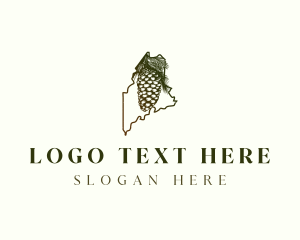 Map - Maine Pinecone Tree logo design