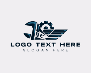 Repair - Winged Gear Wrench logo design