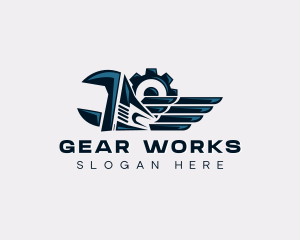 Winged Gear Wrench logo design