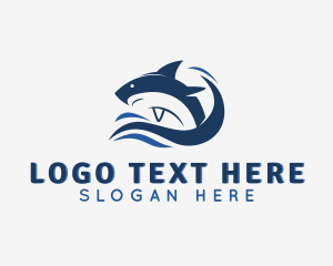 Aquatic - Ocean Shark Waves logo design