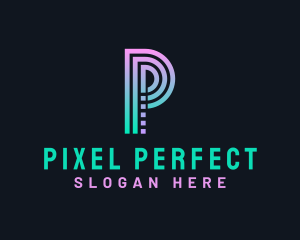 Pixel Technology Letter P logo design