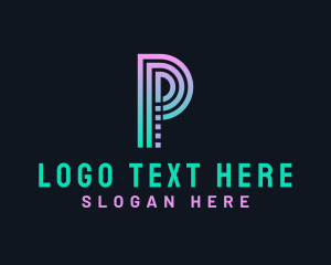 Technology - Pixel Technology Letter P logo design