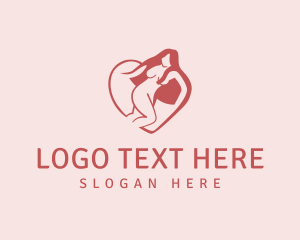 Red - Heart Nude Lady logo design