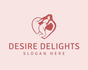 Heart Nude Lady logo design