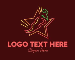 Food Vlog - Neon Star Chilli Pepper logo design