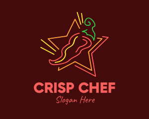 Neon Star Chilli Pepper logo design