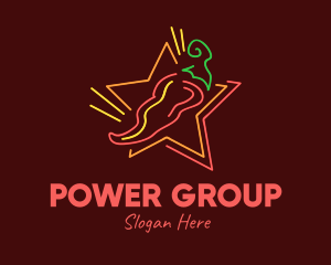 Mexican - Neon Star Chilli Pepper logo design