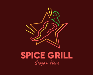 Chipotle - Neon Star Chilli Pepper logo design
