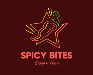 Jalapeno - Neon Star Chilli Pepper logo design