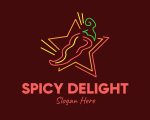 Neon Star Chilli Pepper logo design