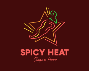 Chilli - Neon Star Chilli Pepper logo design