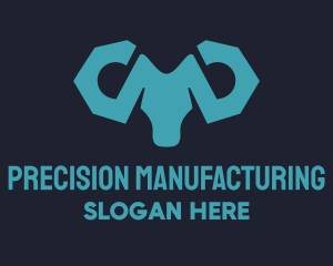 Manufacturing - Blue Wrench Ram logo design