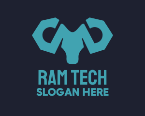 Ram - Blue Wrench Ram logo design