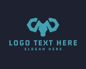 Blue Wrench Ram logo design