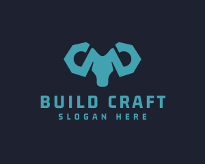 Blue Wrench Ram logo design