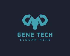 Blue Wrench Ram logo design