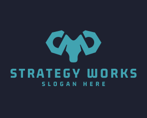 Blue Wrench Ram logo design