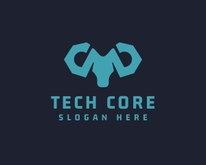 Blue Wrench Ram logo design