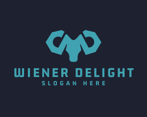 Blue Wrench Ram logo design