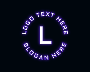 High Tech - Glowing Neon Techno logo design