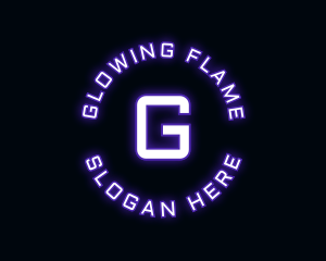 Glowing Neon Techno logo design