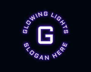 Glowing Neon Techno logo design