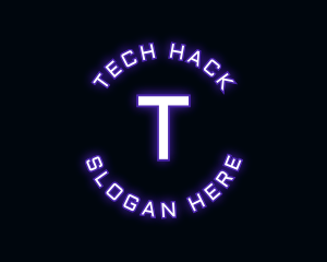 Glowing Neon Techno logo design