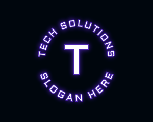 Techno - Glowing Neon Techno logo design