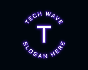 Techno - Glowing Neon Techno logo design