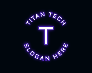 Glowing Neon Techno logo design