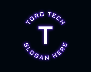 Glowing Neon Techno logo design