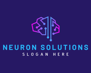 Neuron - Ai Brain Circuit logo design