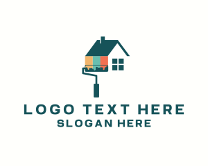 House - House Paint Roller logo design