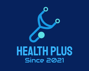 Blue Digital Stethoscope logo design