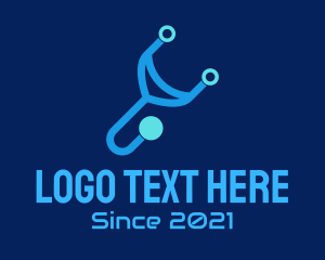 Online - Blue Digital Stethoscope logo design