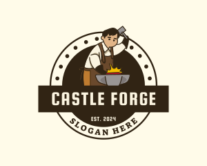 Blacksmith Forge Anvil logo design