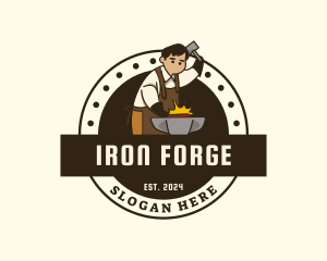 Blacksmith Forge Anvil logo design