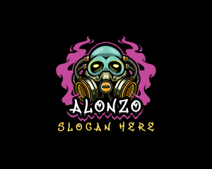 Skull Gas Mask Gaming logo design