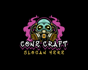 Skull Gas Mask Gaming logo design