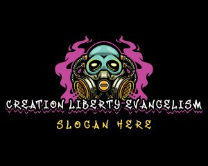 Skull Gas Mask Gaming logo design