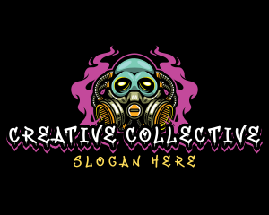 Skull Gas Mask Gaming logo design