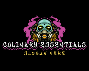 Skull Gas Mask Gaming logo design