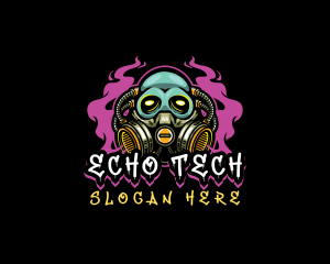 Skull Gas Mask Gaming logo design